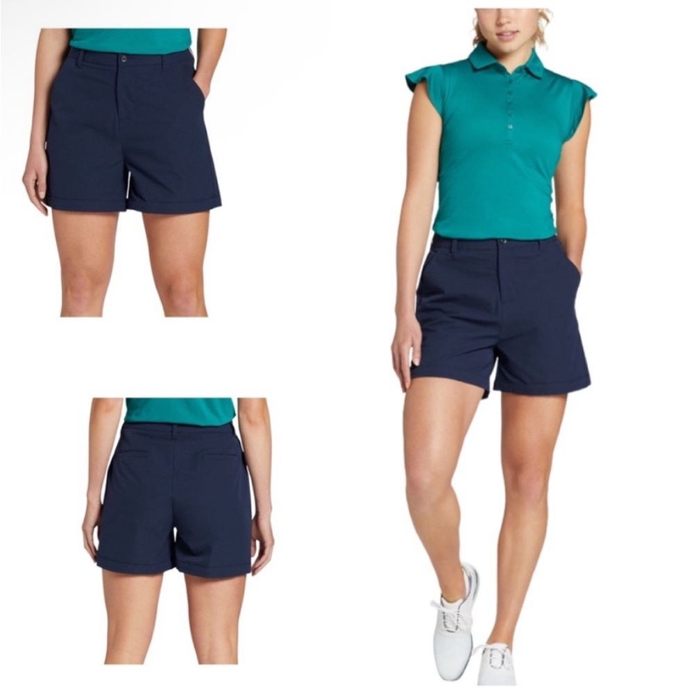 Walter Hagen Clubhouse Traditional 5” Seersucker Golf Shorts Navy Blue Size 6